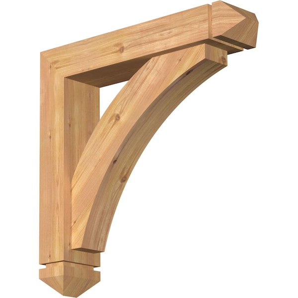 Ekena Millwork Thorton Arts and Crafts Smooth Bracket w/ Offset Brace, Western Red Cedar, 5 1/2"W x 26"D x 26"H BKT0604X26X26THR03SWR - main